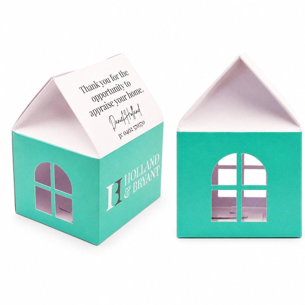 Bedruckte Häuschen-Süßigkeitenbox 10 cm