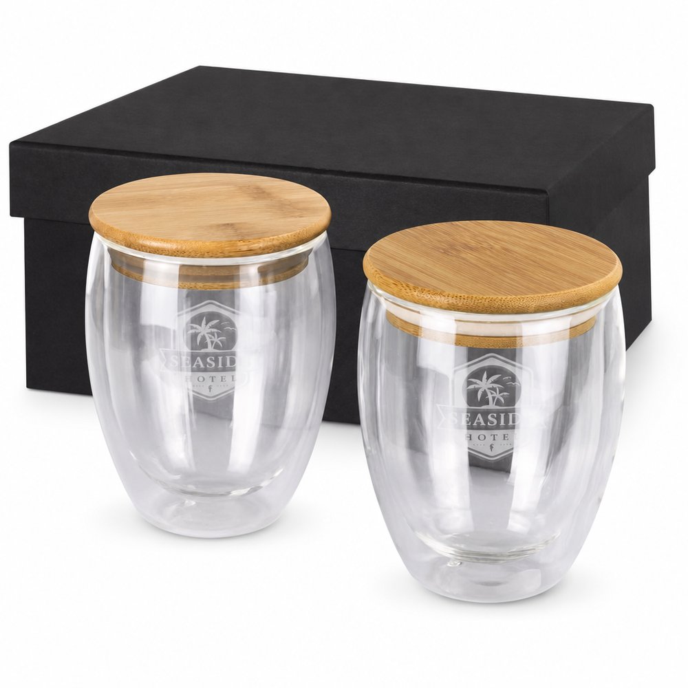 Azzurra Glas-Set mit Bambusdeckel