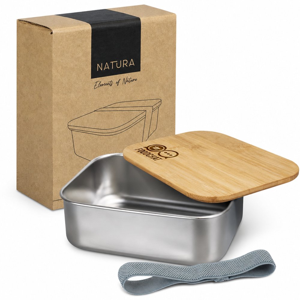 NATURA Edelstahl-Lunchbox mit Bambusdeckel