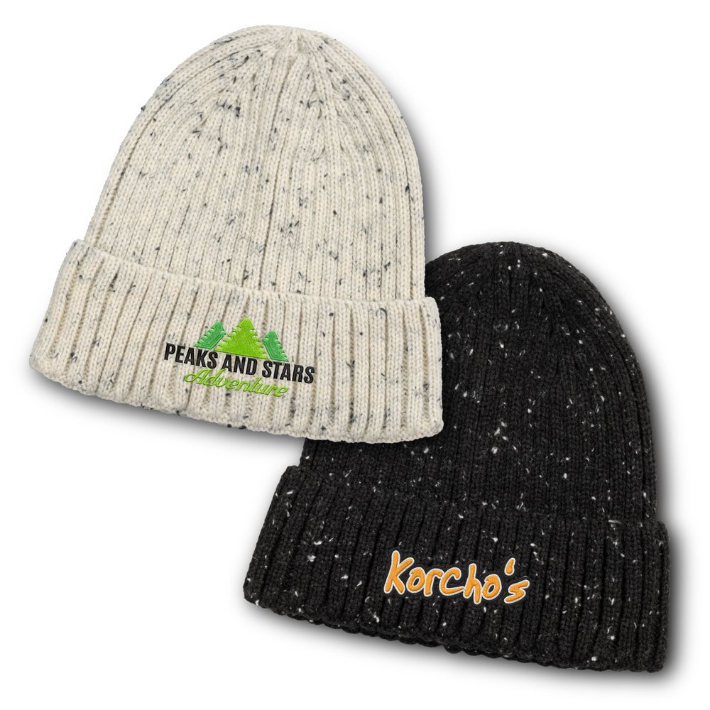 Gesprenkelte Strickmütze