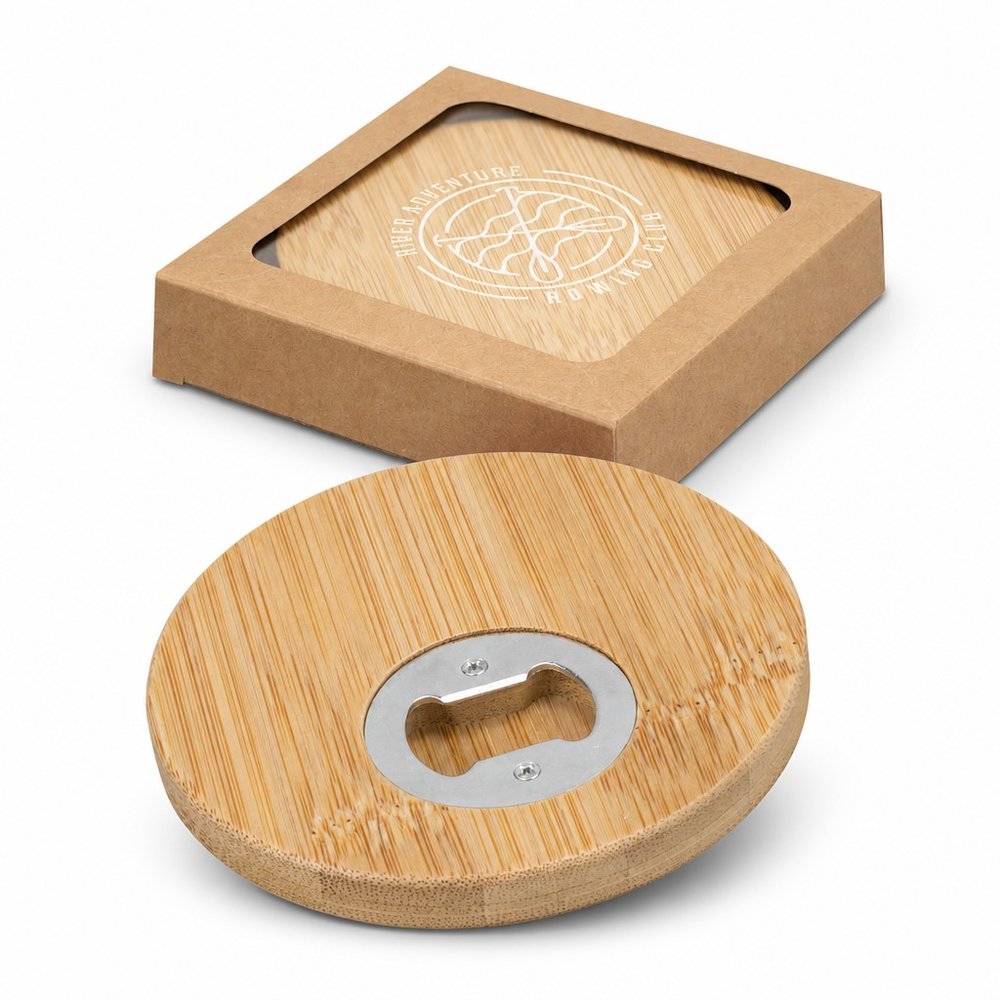 Bambus-Untersetzer & Flaschenöffner Geschenkset