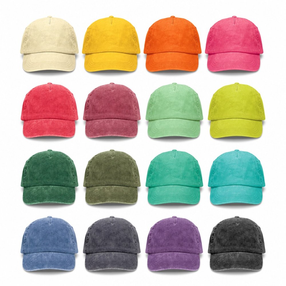 Washed Cotton Fünf-Panel Cap in sechzehn Farben