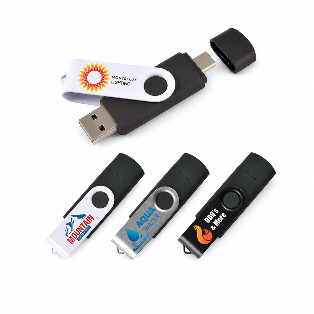 8GB Dual-Swivel-USB-Stick mit USB-A & Typ-C