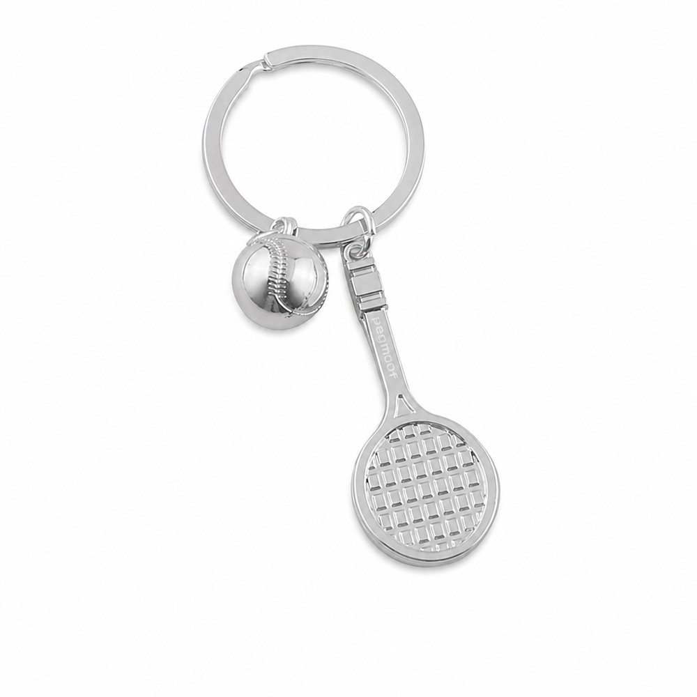 Tennis Racket Shaped Metal Key Rings