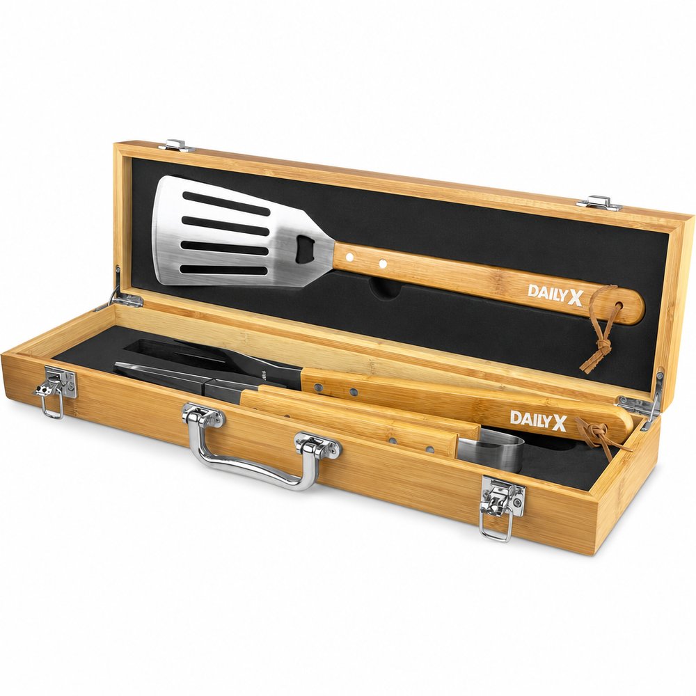 Henley BBQ-Set aus Bambus im Tragekoffer