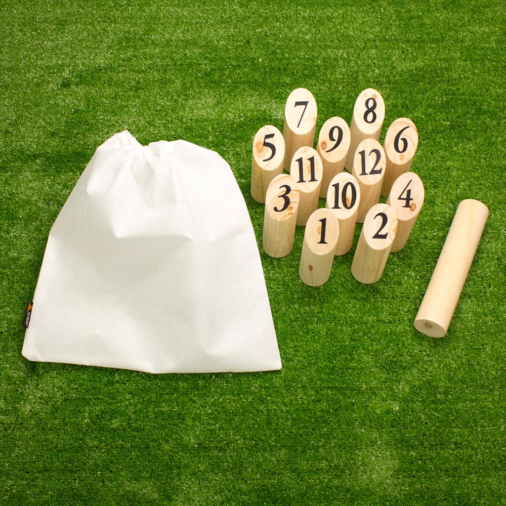 Trekk Kegelspiel mit Holzkegeln und Kraftbox