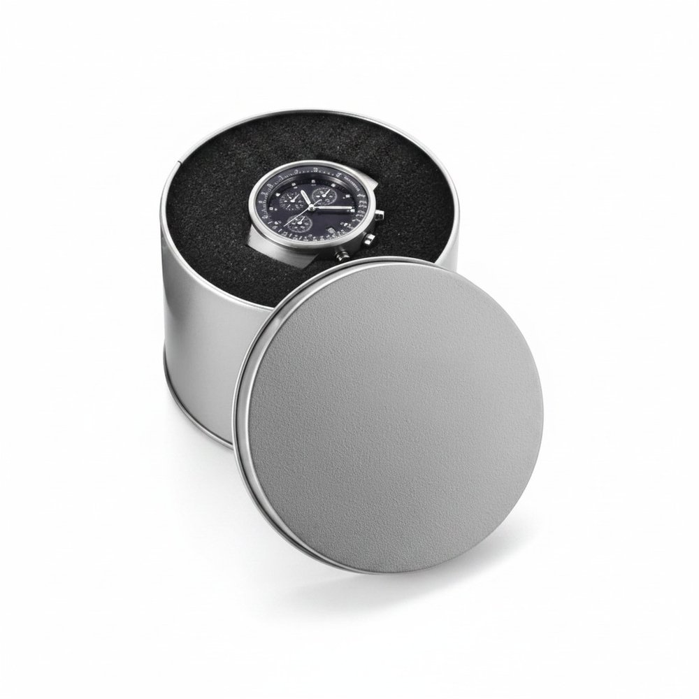 Runde Uhren-Präsentationsbox in Silber