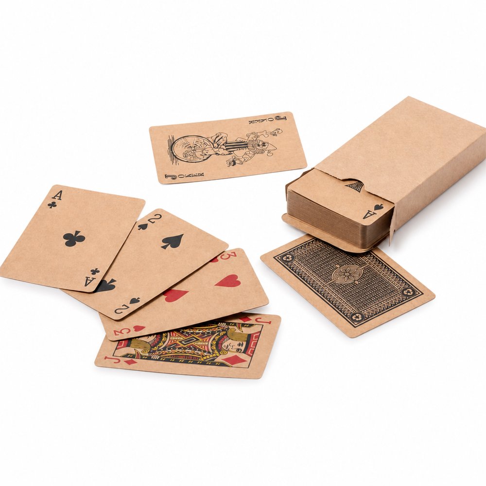Spielkarten aus Recyclingpapier in Kraftbox