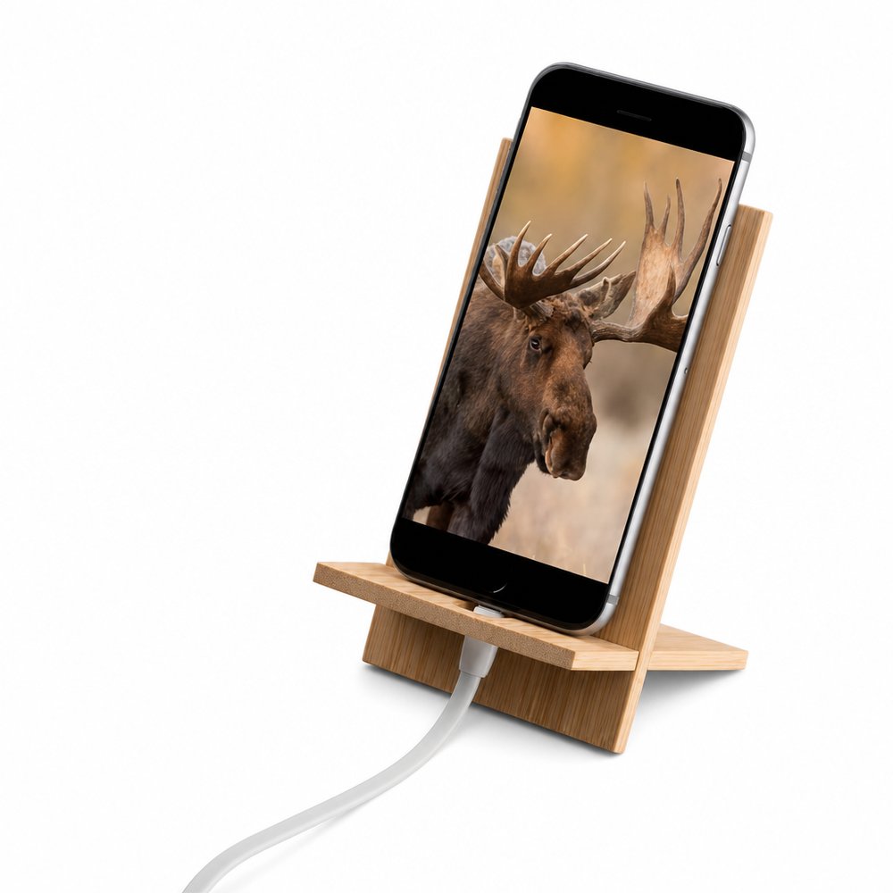 Bambus Smartphone-Halter für Schreibtisch
