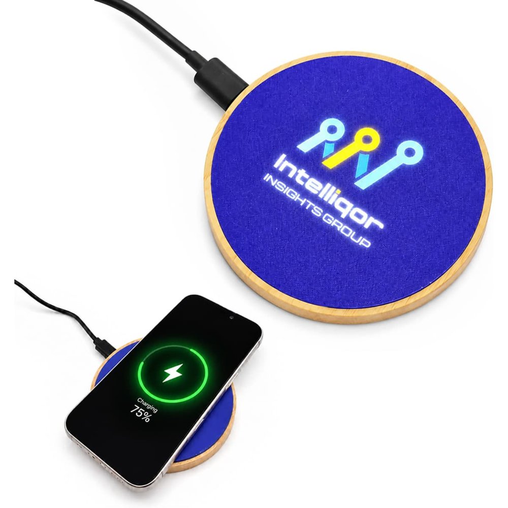 Crescent Bambus-Wireless-Charger mit Logo-Licht