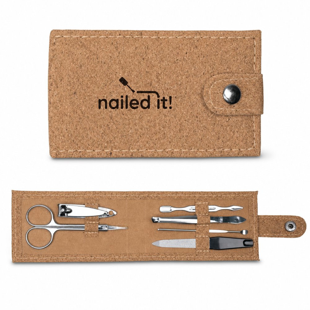 Maniküre-Set Kork — Sieben-teiliges Reise-Etui