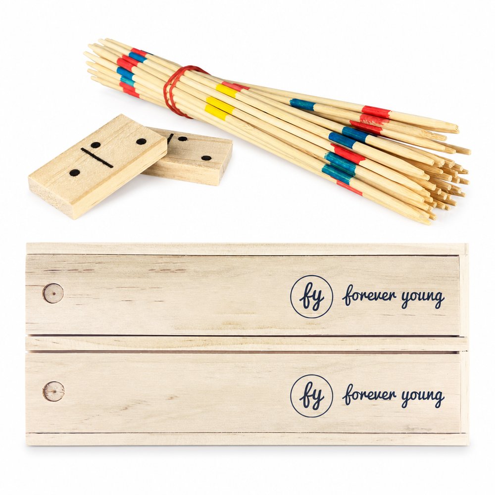 Holzspielset mit Domino und Mikado