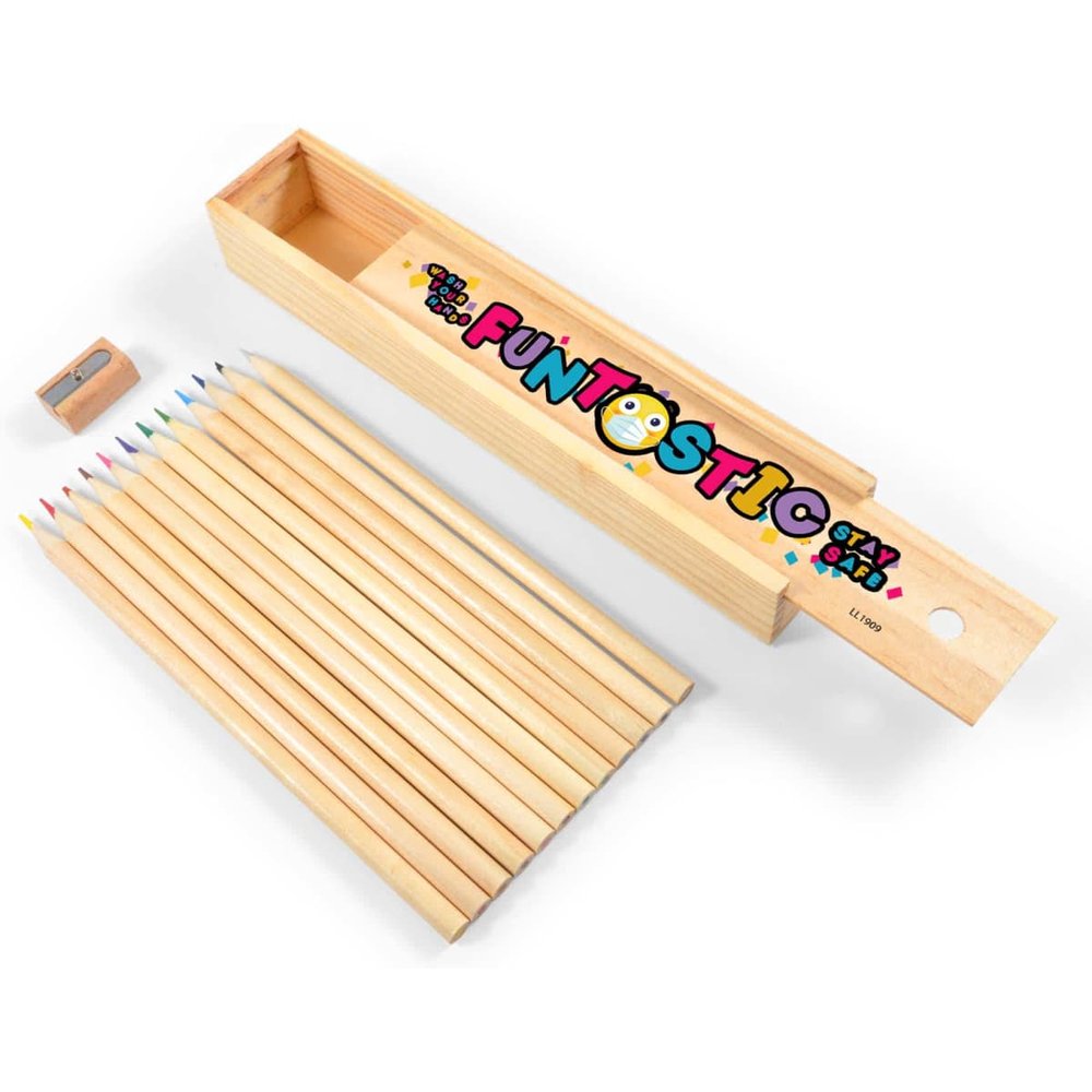 Panorama Buntstift-Set im Kiefernholz-Etui