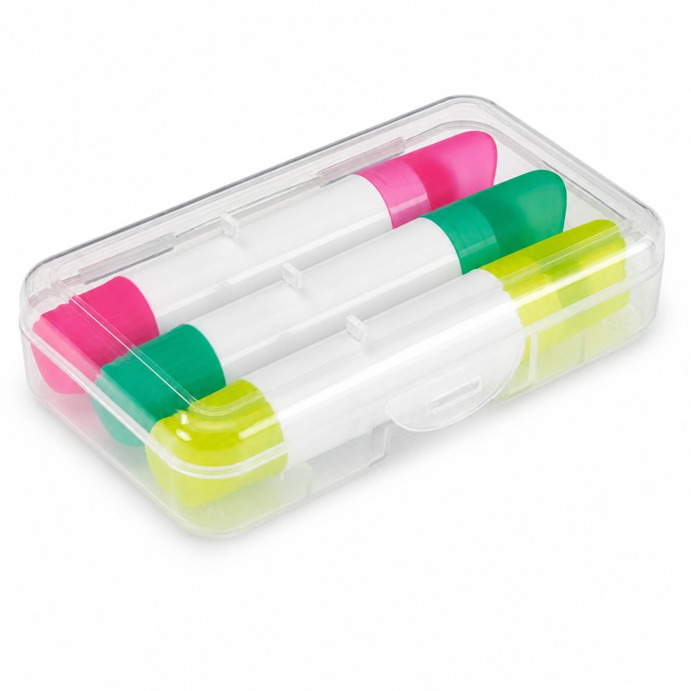 Wachs-Textmarker-Trio im Klarsichtetui