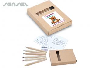 Teddy Set Von Bleistift Und Colouring Sheets