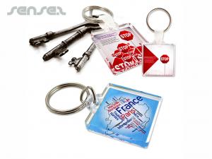 Werbeartikel Quadrat-Acrylschl&uuml;sselringe (4x4cm)