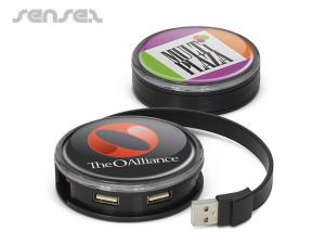 Werbeartikel Kreisfoermige USB 2.0 Hubs mit vier Ports