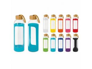 Promotional Byron Glass Trinkflaschen mit Silikonh&uuml;lle 600ml
