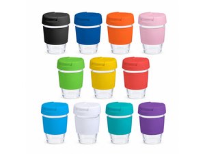 Promotional Glasbecher mit Kunststoffdeckeln (340ml)