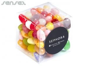 Werbeartikel W&uuml;rfel gef&uuml;llt mit JELLY BELLY Jelly Beans (110g)