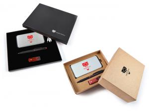 Werbeartikel Ultimative Li Po Power Bank + Stylus + USB Geschenksets