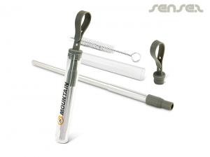 Werbeartikel Eingeh&uuml;llte Travel Telescopic Straws