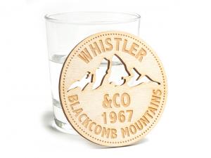 Werbeartikel Gravierte klobige Sperrholzuntersetzer - rund (4 mm)