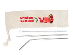 Werbeartikel Sipper Edelstahl Strohsets