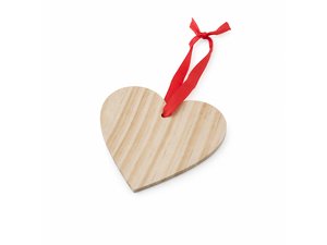 Promotional H&ouml;lzerne herzf&ouml;rmige Ornamente