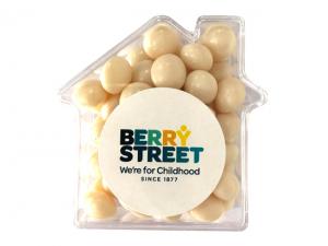 Werbeartikel Hausf&ouml;rmige Pfefferminzbonbons (50 g)