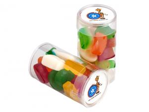Werbeartikel Mit Lollies gef&uuml;llte PET-R&ouml;hrchen (95g)