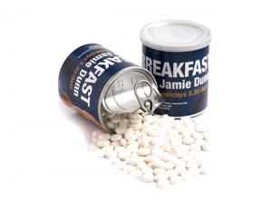 Werbeartikel Mit z&auml;hen Pfefferminzbonbons gef&uuml;llte Dosen (200 g)