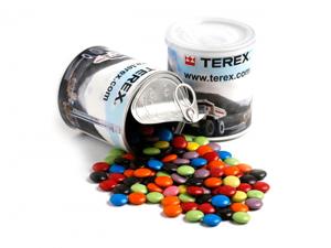 Werbeartikel Mit Choc Beans gef&uuml;llte Dosen ziehen (200g)