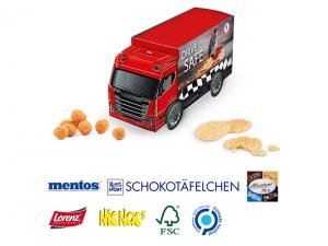 Werbeartikel Mit Lollies gef&uuml;llte Lastwagen