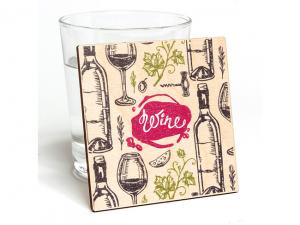 Werbeartikel Bedruckte klobige Sperrholzuntersetzer - Quadrat (4 mm)