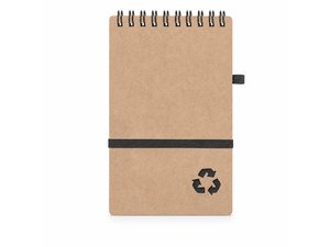 Werbeartikel Spiralgebundene Notizbl&ouml;cke aus recyceltem Papier mit elastischem (kleinem)