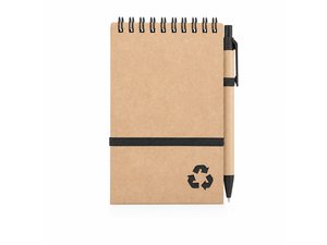 Promotional Spiralgebundene Notizbl&ouml;cke aus recyceltem Papier mit Gummizug und Stift (klein)