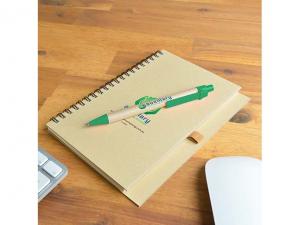 Werbeartikel Ungebleichte Eco Spiral Cardboard Notebooks mit Stiften