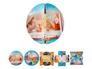 Werbeartikel Magic Loop Faltkarten (kreisf&ouml;rmiger Durchmesser 90 mm)