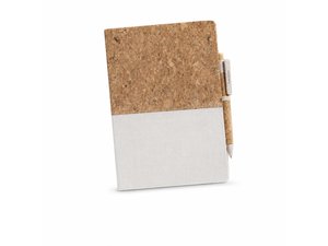 Notizb&uuml;cher aus &Ouml;ko-Baumwolle und Kork mit Stift (A5)