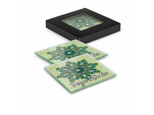 Promotional Full Colour Glass Coaster Sets (Set Of 2)