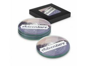 Promotional Round Full Colour Glass Coaster Sets (Set Of 4)