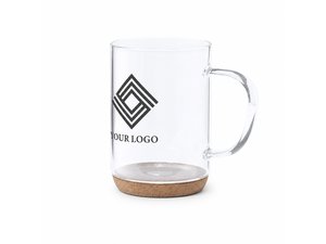 Promotional Borosilicate Glass Mugs With Cork Base (450ml)