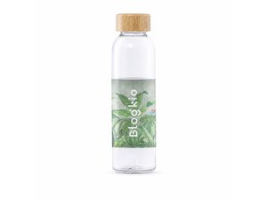 Promotional Full Colour Printed Glass Drink Bottles With Bamboo Lid (500ml)
