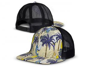 Werbeartikel Vollfarbig bedruckte Trucker-Netzkappen aus Polyester mit flachem Schirm