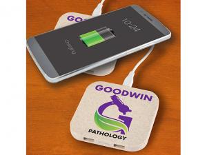 Werbeartikel Eco Wireless-Ladeger&auml;te mit zwei USB-Anschl&uuml;ssen