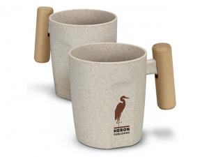 Werbeartikel Wheat Straw Cups With Wooden Handle (480ml)
