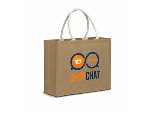 Werbeartikel Tote Bags aus St&auml;rke mit nat&uuml;rlichen Jutegriffen (27L)