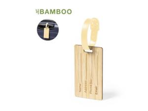 Promotional Bambus-Gep&auml;ckanh&auml;nger mit Metallschnallenband