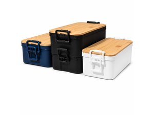 Umweltfreundliche Doppelstock-Lunchboxen (Recycelt, Bambusdeckel)